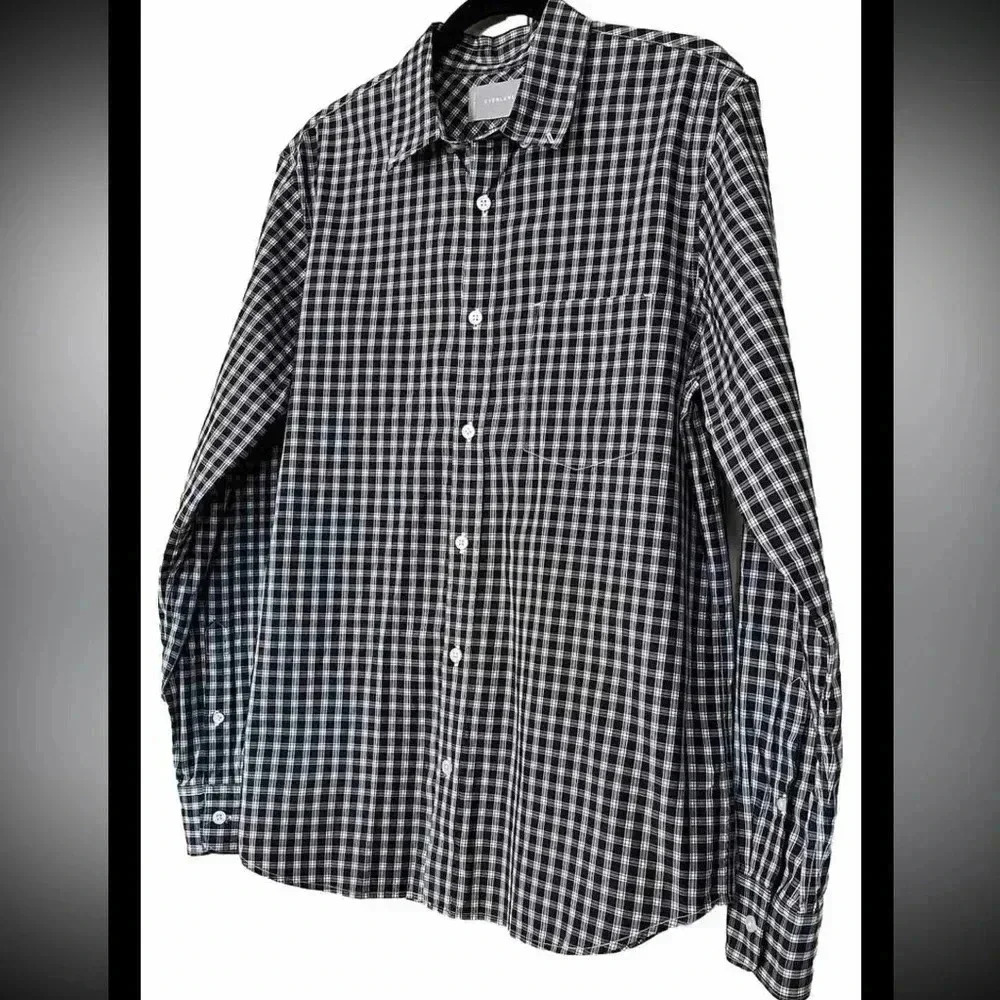 Everlane Men’s Plaid Shirt Size M Black White Long Sleeve Button Down  Collared - Picture 3 of 8